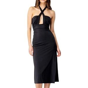 Elegant Black Halter Dress